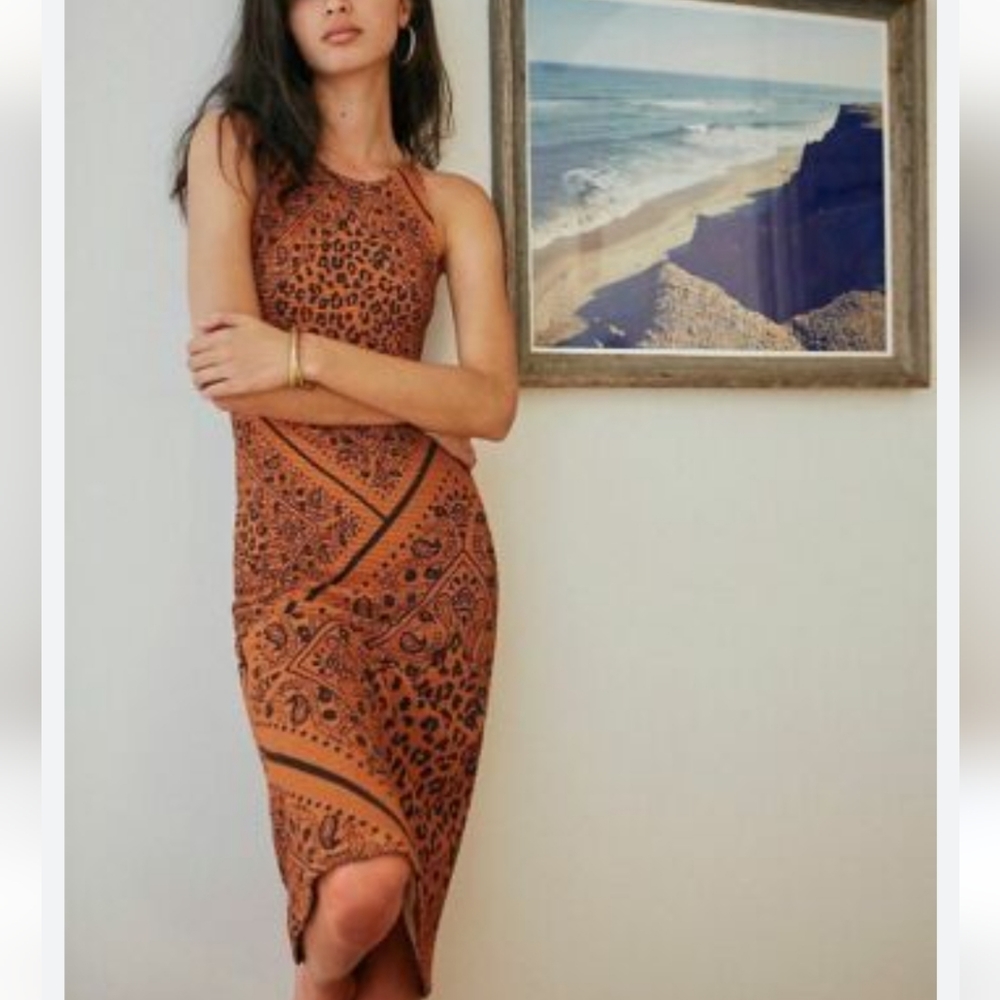 Farm Rio for Anthropologie Alyse stretchy midi dress XL petite
